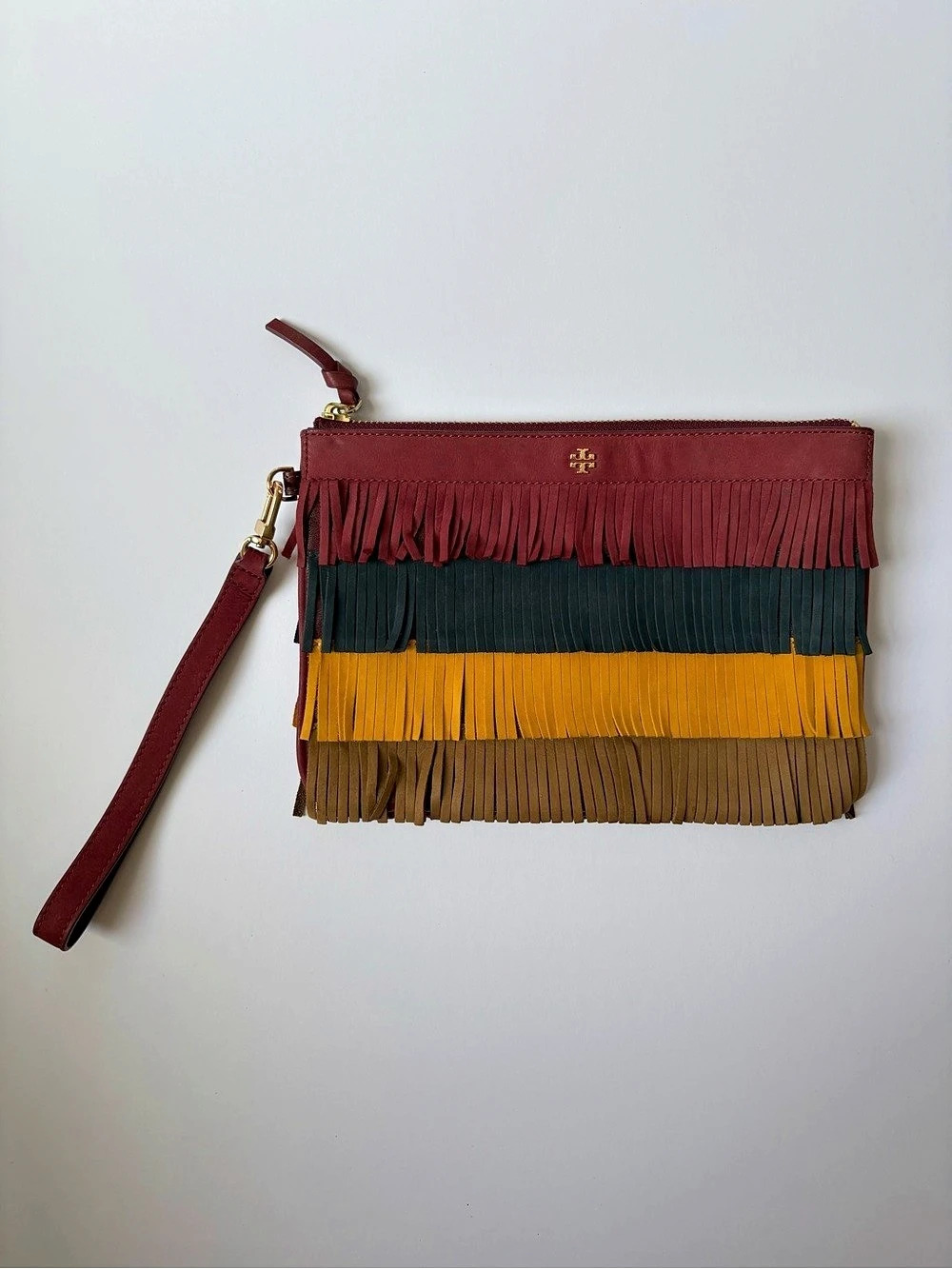 Tory Burch Fringe Clutch Colour Block Wristlet